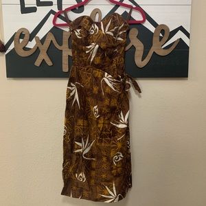 Vintage Hawaiian Strapless Wrap Dress